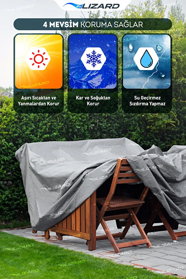 Bahçe Mobilya Koruma Örtüsü 320x200x80 Cm Gri Su Geçirmez